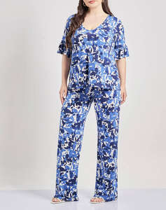 PARABITA Pantaloni jersey cu imprimeu floral