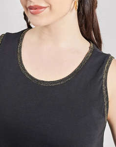 PARABITA Rochie fara maneca din bumbac cu fir lurex