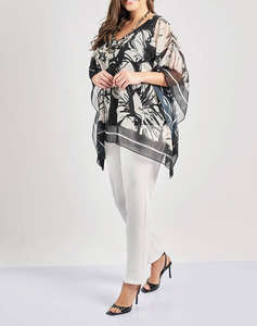 PARABITA Bluza de seara caftan cu imprimeu floral cu colier