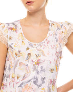 PINK LABEL PYJAMA CAPRI FLORAL ROSE