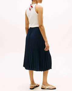 TOMMY HILFIGER FLUID PLEATED PULL ON MIDI SKIRT