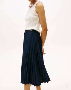 TOMMY HILFIGER FLUID PLEATED PULL ON MIDI SKIRT