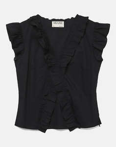AWARE BY VERO MODA VMROXANNE SL V-NECK RUFFLE TOP VMA