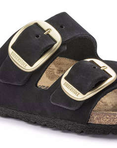 BIRKENSTOCK F25 LEATHER ARIZONA BIG BUCKLE LENB BLACK (GOLD) 35 - 43 NARROW SEASONAL INCALTAMINTE DAMA