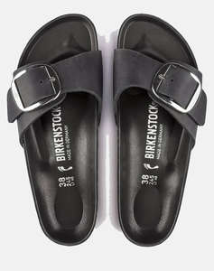 BIRKENSTOCK F25 LEATHER MADRID BIG BUCKLE LEOI BLACK HEX 35 - 43 NARROW CORE ESSENTIAL INCALTAMINTE DAMA