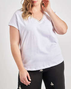 PARABITA Bluza din bumbac cu banda decorativa lurex