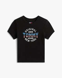 TOMMY JEANS TJW SLIM SH TOMMY NY RIB TEE