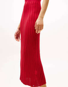 TOMMY HILFIGER LYOCELL SILK SL MOCK MIDI DRESS