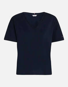 TOMMY HILFIGER SLUB CROP V-NK SS