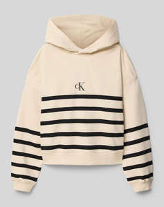 CALVIN KLEIN JEANS CK LOGO BOXY FIT STRIPES HOODIE