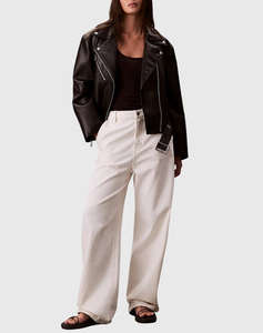 CALVIN KLEIN JEANS FAUX LEATHER MOTO JACKET W/BELT