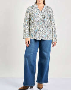 PARABITA Bluza din vascoza, imprimata floral, cu pliuri.
