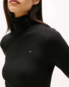 TOMMY HILFIGER SLIM 5X2 RIB ROLL-NK LS