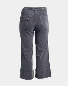 PARABITA Blugi cropped, pe croiala wide leg, cu cusaturi