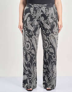 PARABITA Pantalon elastic, imprimat, cu model paisley