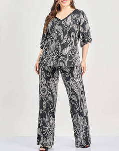 PARABITA Pantalon elastic, imprimat, cu model paisley