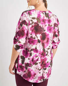 PARABITA Bluza imprimata floral, cu maneci rulate