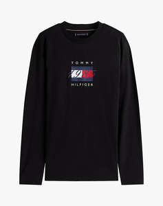 TOMMY HILFIGER LINEAR FLAG GRAPHIC LS TEE