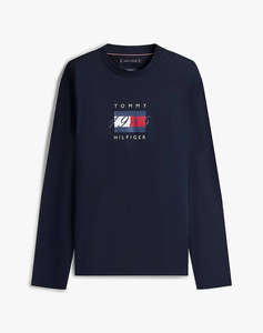 TOMMY HILFIGER LINEAR FLAG GRAPHIC LS TEE
