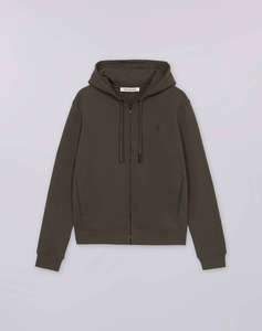 TRUSARDI SWEAT-FELPA CON ZIP E CAPPUCCIO IN JERSEY DIAGONALE CON RICAMO PUNTO CUORE