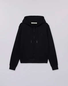 TRUSARDI SWEAT-FELPA CON ZIP E CAPPUCCIO IN JERSEY DIAGONALE CON RICAMO PUNTO CUORE