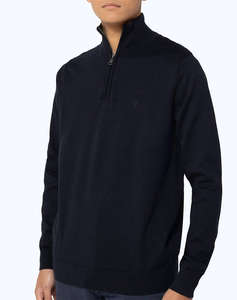 BOSTONIANS Pulover DIN BUMBAC HALF-ZIP REGULAR FIT