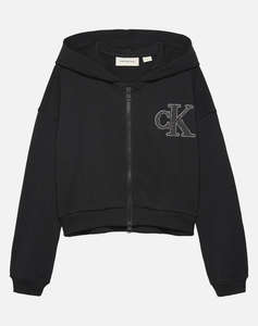 CALVIN KLEIN JEANS CK LOGO TERRY ZIP THROUGH