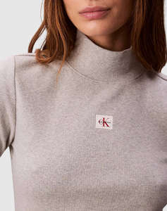 CALVIN KLEIN LS WOVEN LABEL TURTLENECK