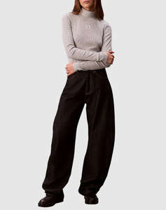 CALVIN KLEIN LS WOVEN LABEL TURTLENECK