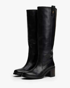 TOMMY HILFIGER RIDING LTHR LONG BOOT BLOCK HEEL