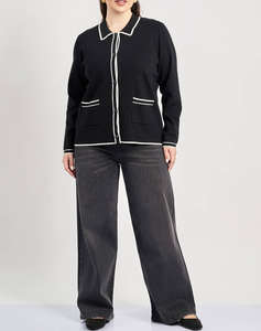 PARABITA Cardigan tricotat cu guler bicolor