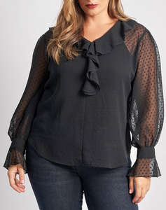 PARABITA Bluza chiffon plumetti cu volane