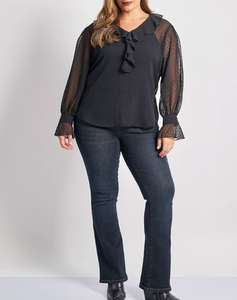PARABITA Bluza chiffon plumetti cu volane
