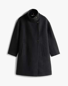 TOMMY HILFIGER WOOL TEXTURE REG FUNNEL NK COAT