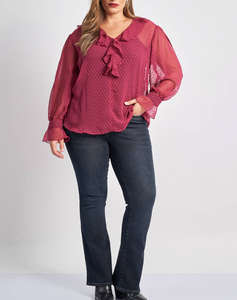 PARABITA Bluza chiffon plumetti cu volane