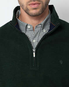 THE BOSTONIANS BLUZA FLEECE DIN BUMBAC HALF ZIP REGULAR FIT