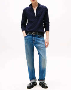 TOMMY HILFIGER CLASSIC COTTON CABLE ZIP MOCK