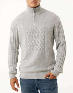 MEXX Knitted patchwork half zip sweater