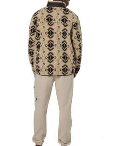 BODY ACTION MENS PRINTED SHERPA-FLEECE JACKET