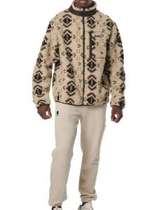 BODY ACTION MENS PRINTED SHERPA-FLEECE JACKET