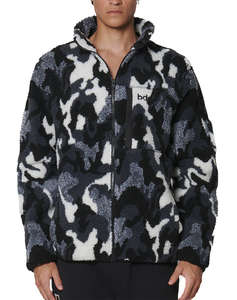 BODY ACTION MENS PRINTED SHERPA-FLEECE JACKET