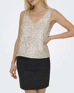 ONLY ONLANA S/L V-NECK SEQUINS TOP JRS