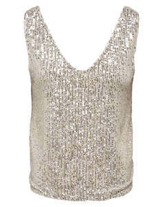 ONLY ONLANA S/L V-NECK SEQUINS TOP JRS