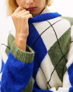 TOMMY HILFIGER ALPACA BLEND ARGYLE C-NK LS SWT