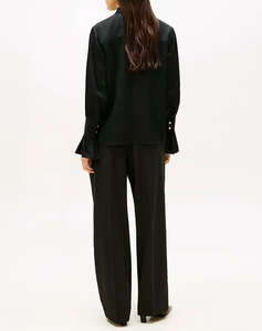 TOMMY HILFIGER SATEEN RUFFLE CUFF LS SHIRT