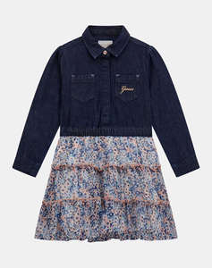 GUESS MIXED FABRICS ADJ. LS DRESS ROCHIE DE COPII GIRL