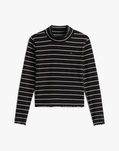 TOMMY HILFIGER SPARKLE STRIPE MOCK NECK L/S