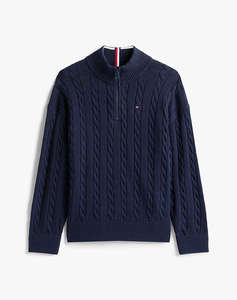 TOMMY HILFIGER COTTON CABLE HALF ZIP SWEATER