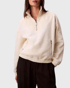 CALVIN KLEIN 1/4 ZIP MIXED MEDIA POLAR FLEECE