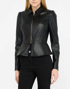 LIU JO BLACK_CF5C25_GIACCA SLIM FIT GEACA DE DAMA DIN PIELE